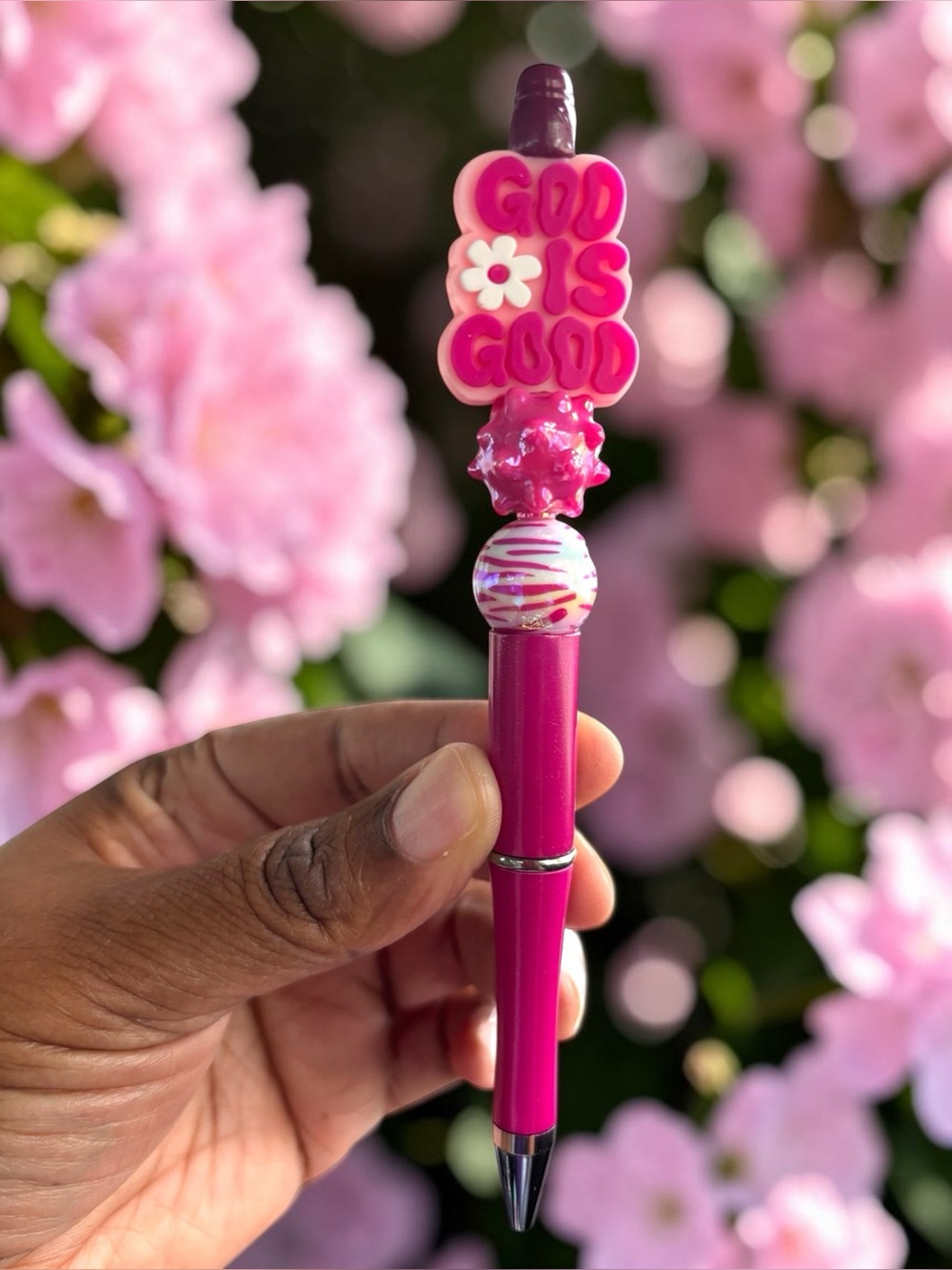 Handcrafted Pink 'Good Is Good' Decorative Pen